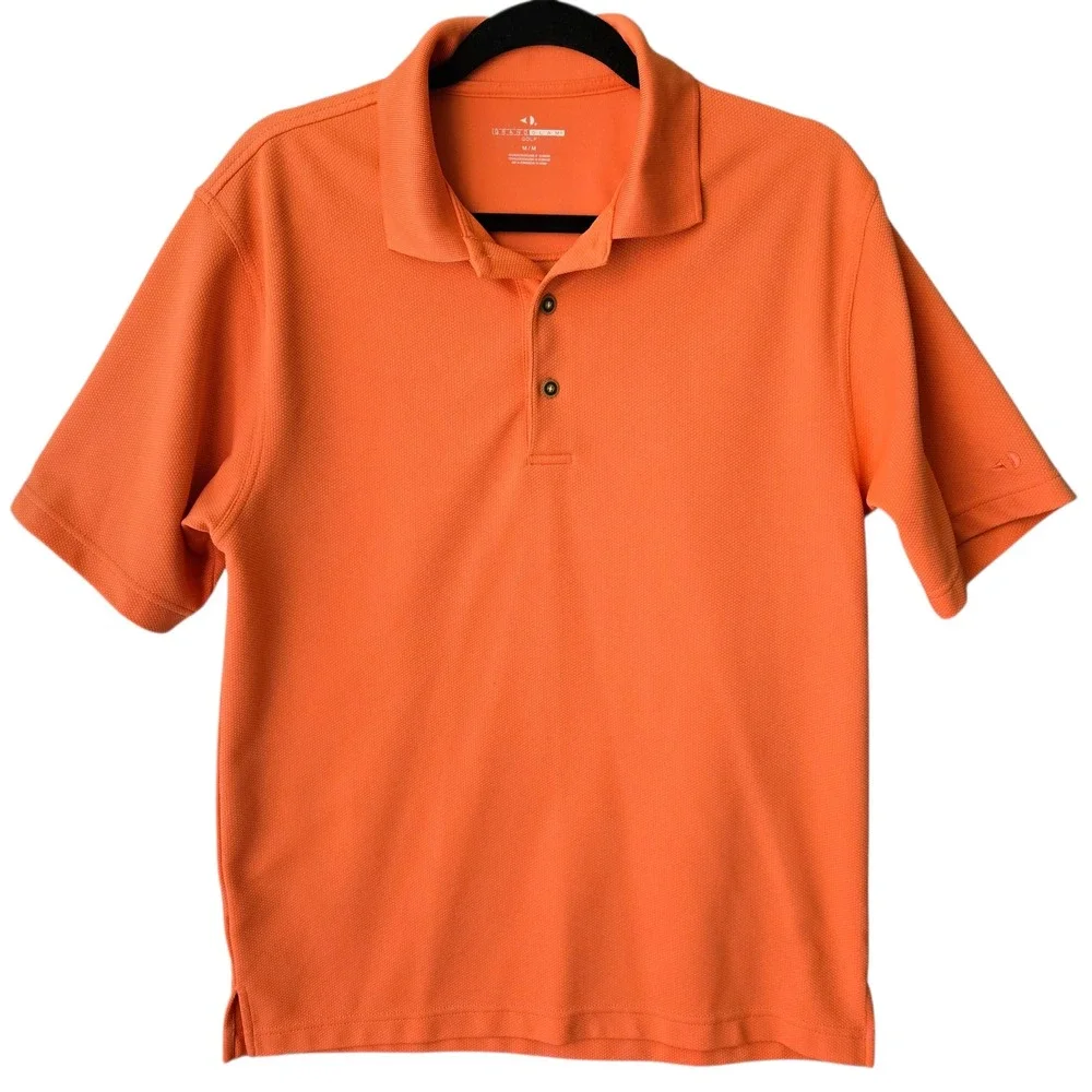 Grand Slam Golf Polo Shirt Orange Textured Short‎ Sleeve Mens M/M